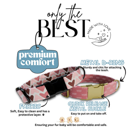 Personalized Valentine's Day Dog Collar: Hearts & Love Prints (OG-412)