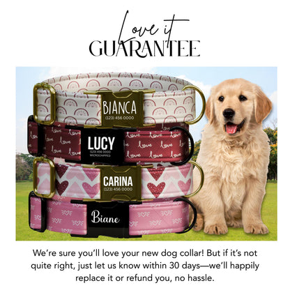 Personalized Valentine's Day Dog Collar: Hearts & Love Prints (OG-412)