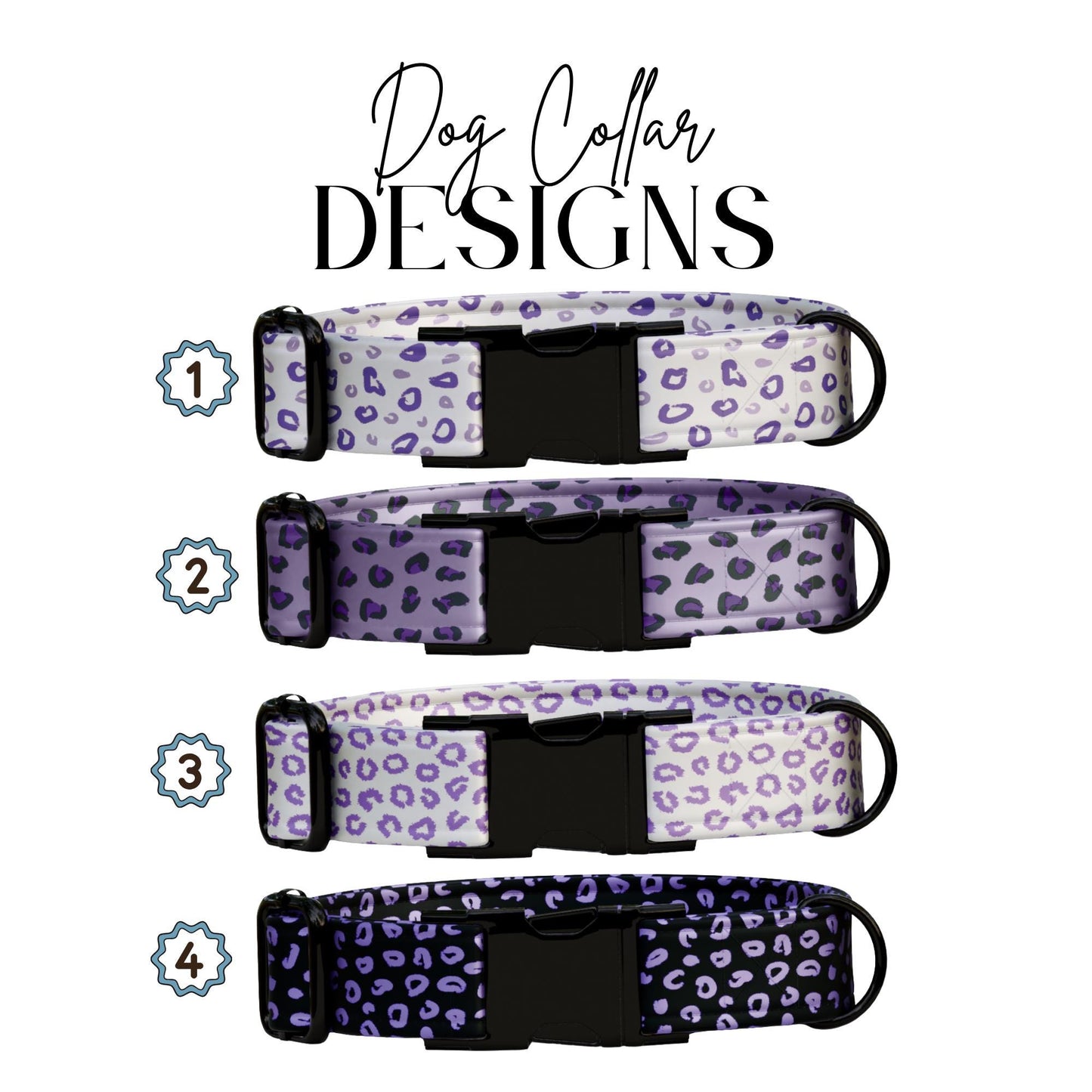 Purple Leopard Luxe Personalized Dog Collar Custom Engraved Buckle leopard Print (OG-426)