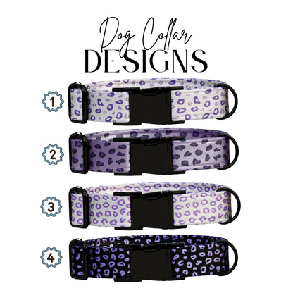 Purple Leopard Luxe Personalized Dog Collar Custom Engraved Buckle leopard Print (OG-426)