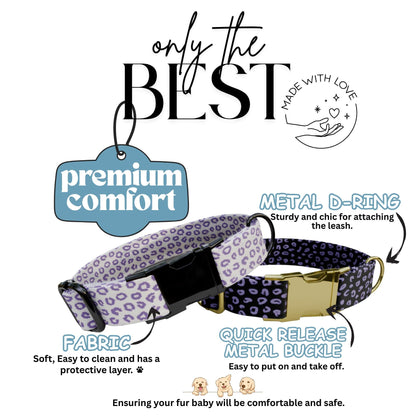 Purple Leopard Luxe Personalized Dog Collar Custom Engraved Buckle leopard Print (OG-426)