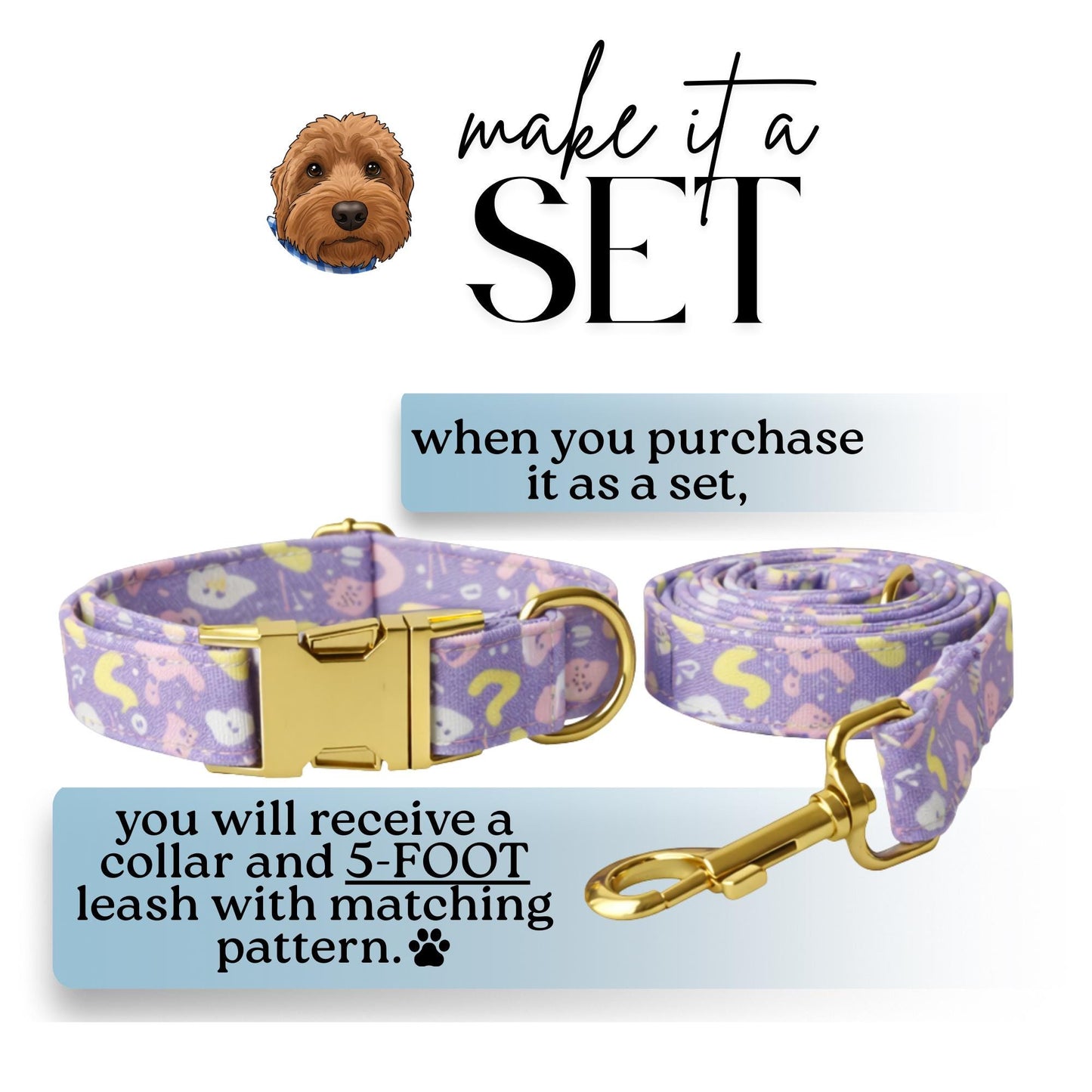 Purple Pop Memphis Dog Collar  Personalized Lavender Abstract Collar Custom Name & Number (OG-421)