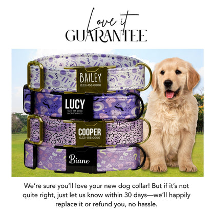 Purple Pop Memphis Dog Collar  Personalized Lavender Abstract Collar Custom Name & Number (OG-421)