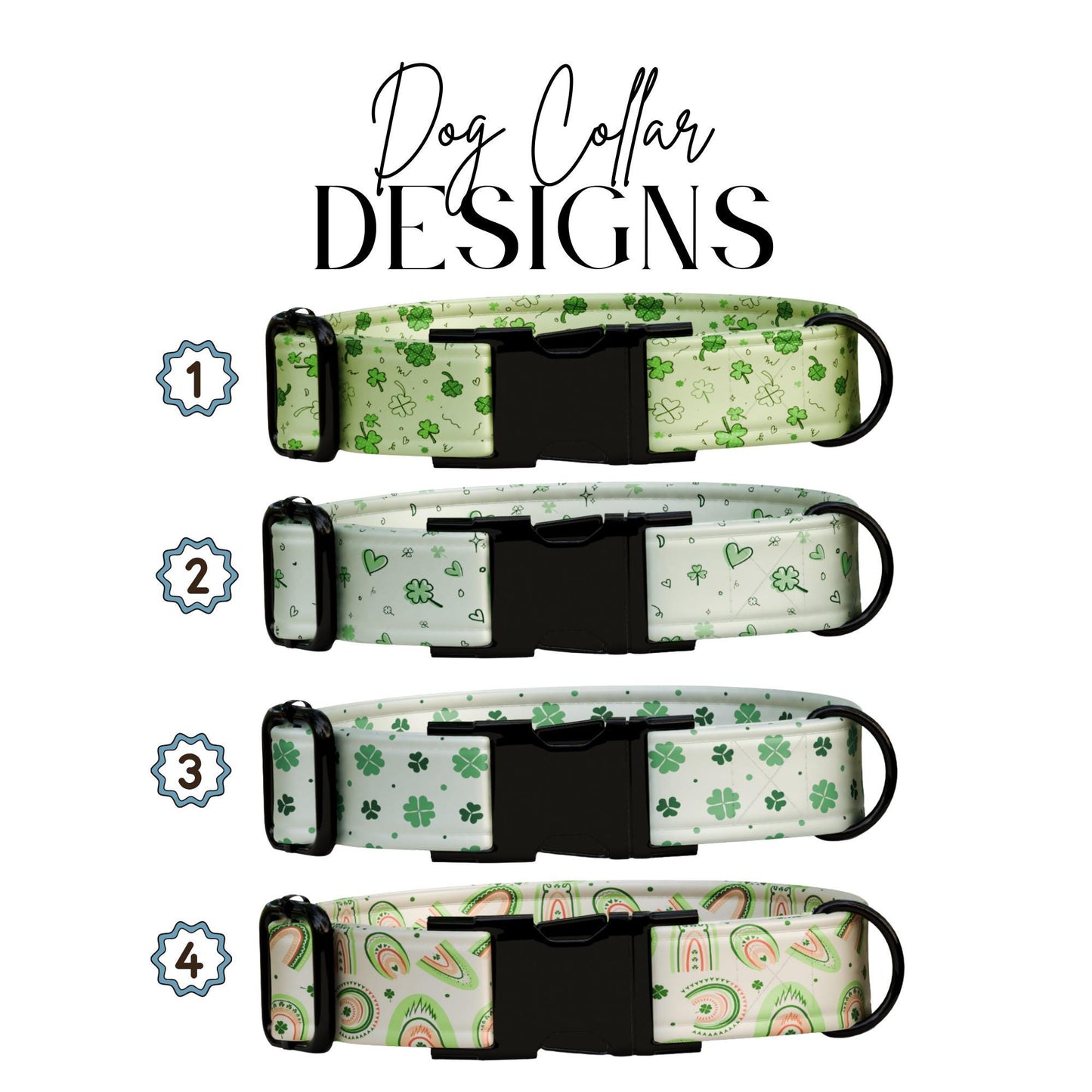 Lucky Clover Rainbow Personalized Dog Collar  St. Patricks Day Gift for Pets (OG-429)