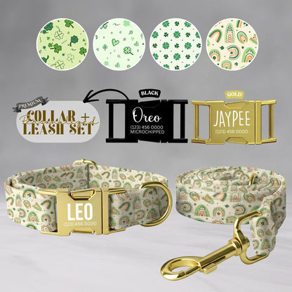 Lucky Clover Rainbow Personalized Dog Collar  St. Patricks Day Gift for Pets (OG-429)