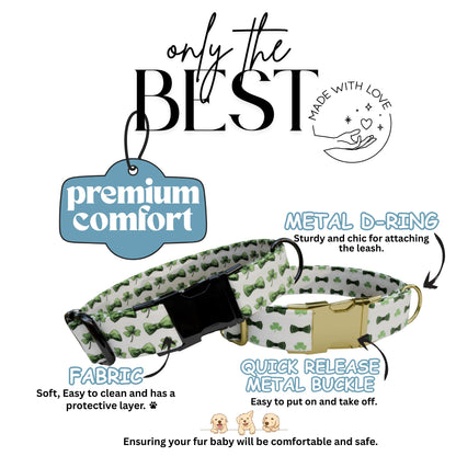 Lucky Bow Personalized Dog Collar  Clover & Bow Print Custom St. Patrick's Day Gift  (OG-435)