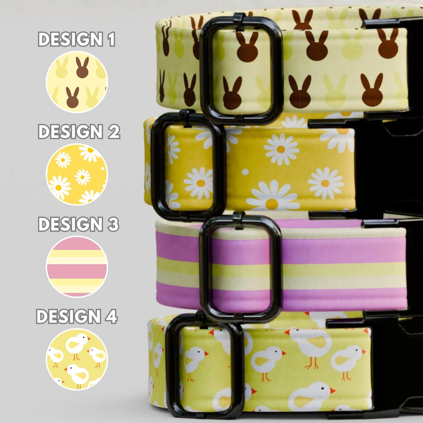 Daisy, Bunny & Chick Vibes  Custom Name + Number Leash Set Easter Vibes Print (OG-461)