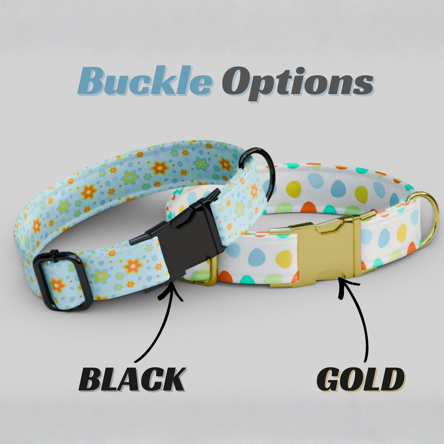 Easter Dog Collar Bunny Spring Floral Collar Personalized Egg Design Custom Name Engraved (OG-468)