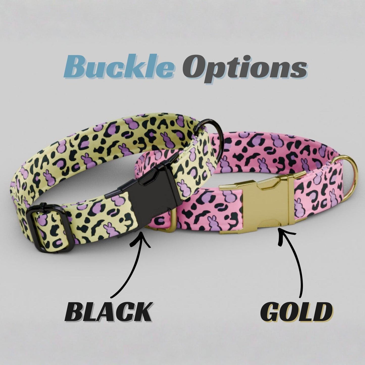 Bunny Leopard Personalized Dog Collar & Leash Set | Engraved Nameplate Spring Puppy Collar Gift (OG-471)