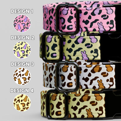 Bunny Leopard Personalized Dog Collar & Leash Set | Engraved Nameplate Spring Puppy Collar Gift (OG-471)
