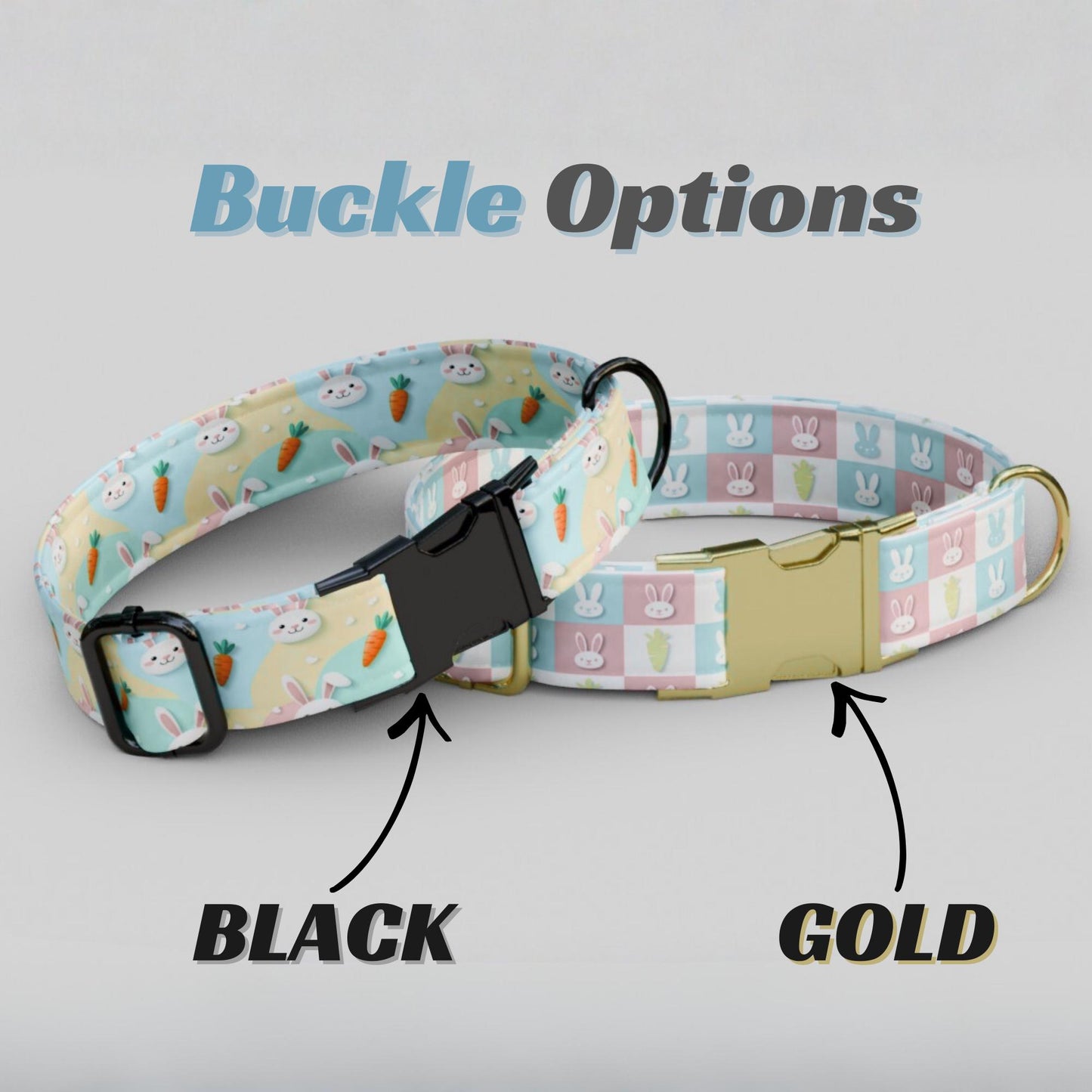 Bunny Dog Collar Personalized Easter Dog Collar Custom Pastel Spring Puppy Collar Rabbit Pattern Pet Collar Gift (OG-474)