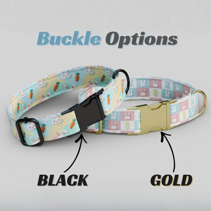 Bunny Dog Collar Personalized Easter Dog Collar Custom Pastel Spring Puppy Collar Rabbit Pattern Pet Collar Gift (OG-474)