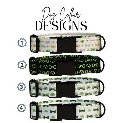 Lucky Bow Personalized Dog Collar  Clover & Bow Print Custom St. Patrick's Day Gift  (OG-435)