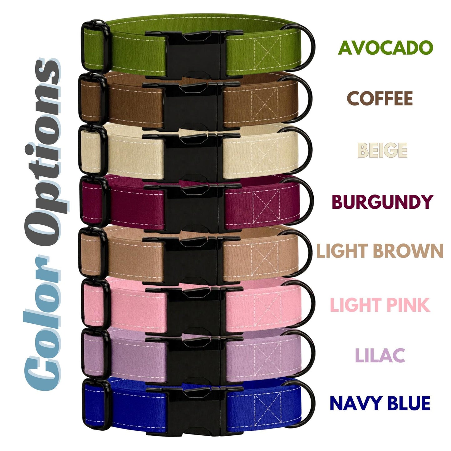 Solid Dog Collar Personalized Custom ID Engraved Pet NamePlate Gift for Dog Lover (OG-499)