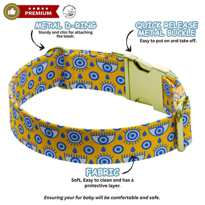 Evil Eye Dog Collar Custom NamePlate Protection Design Personalized Gift for Dogs (OG-501)