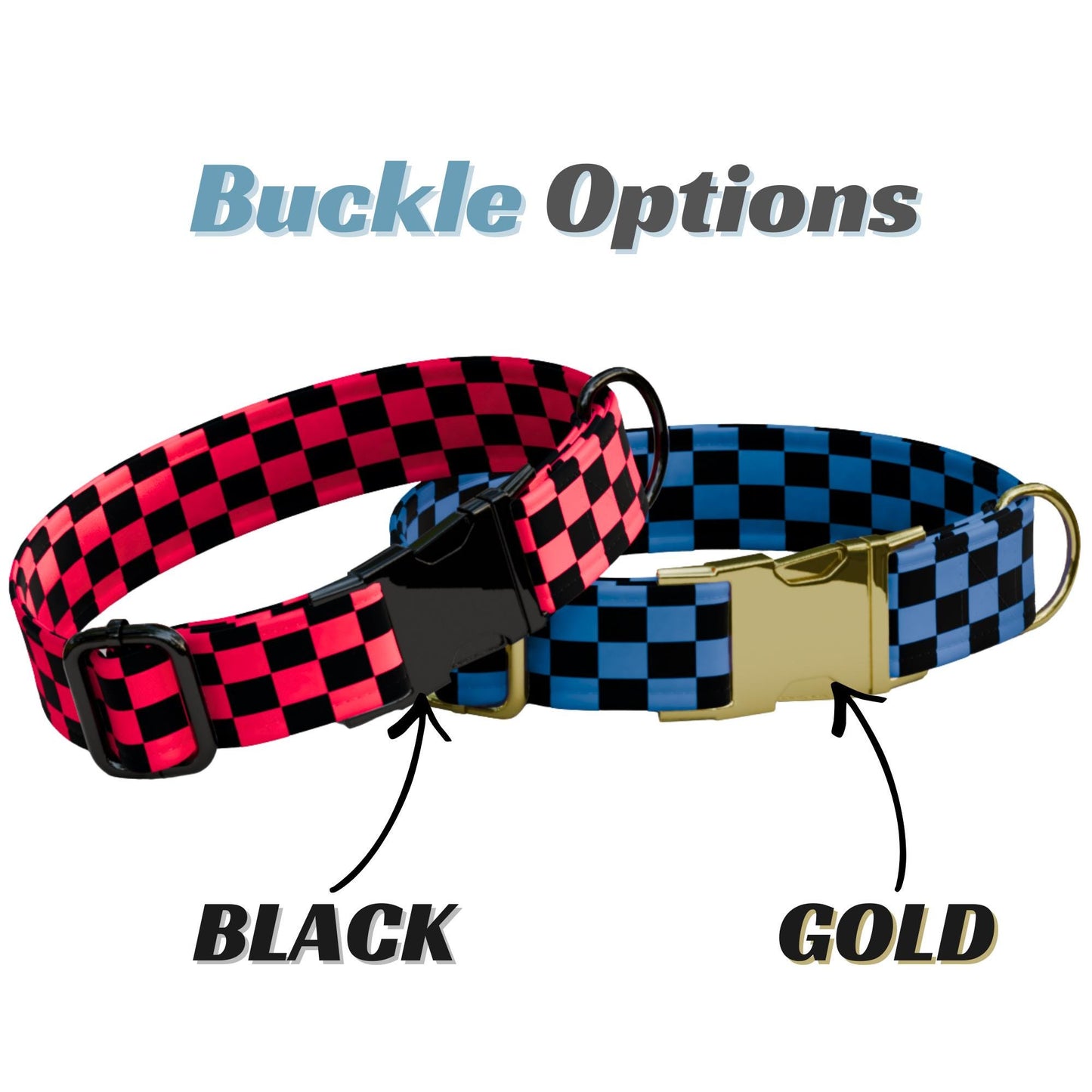 Racing Checkered Personalized Dog Collar & Leash Set Custom Dog Accessory (OG-504)