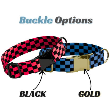 Racing Checkered Personalized Dog Collar & Leash Set Custom Dog Accessory (OG-504)