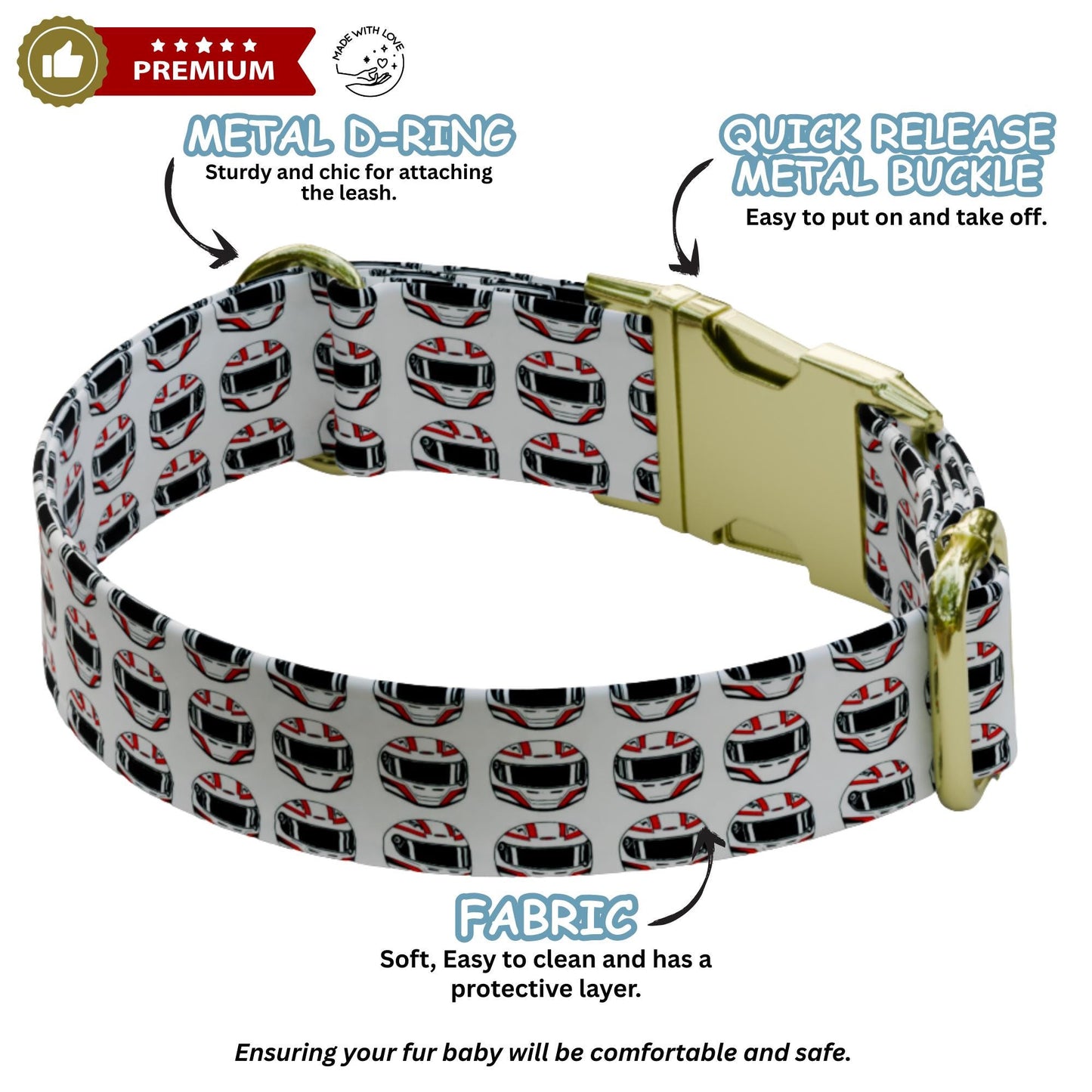Racing Car Personalized Dog Collar & Leash Set Formula Style Boy Pet Collar (OG-506)
