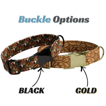 Western Boho  Rustic Floral & Plaid Personalized Dog Collar Leash Set Cowboy Custom Tag (OG-508)