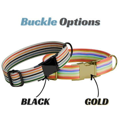 Striped Pattern Personalized Dog Collars & Leash Set, Custom Dog Collar with Name Engraved (OG-512)
