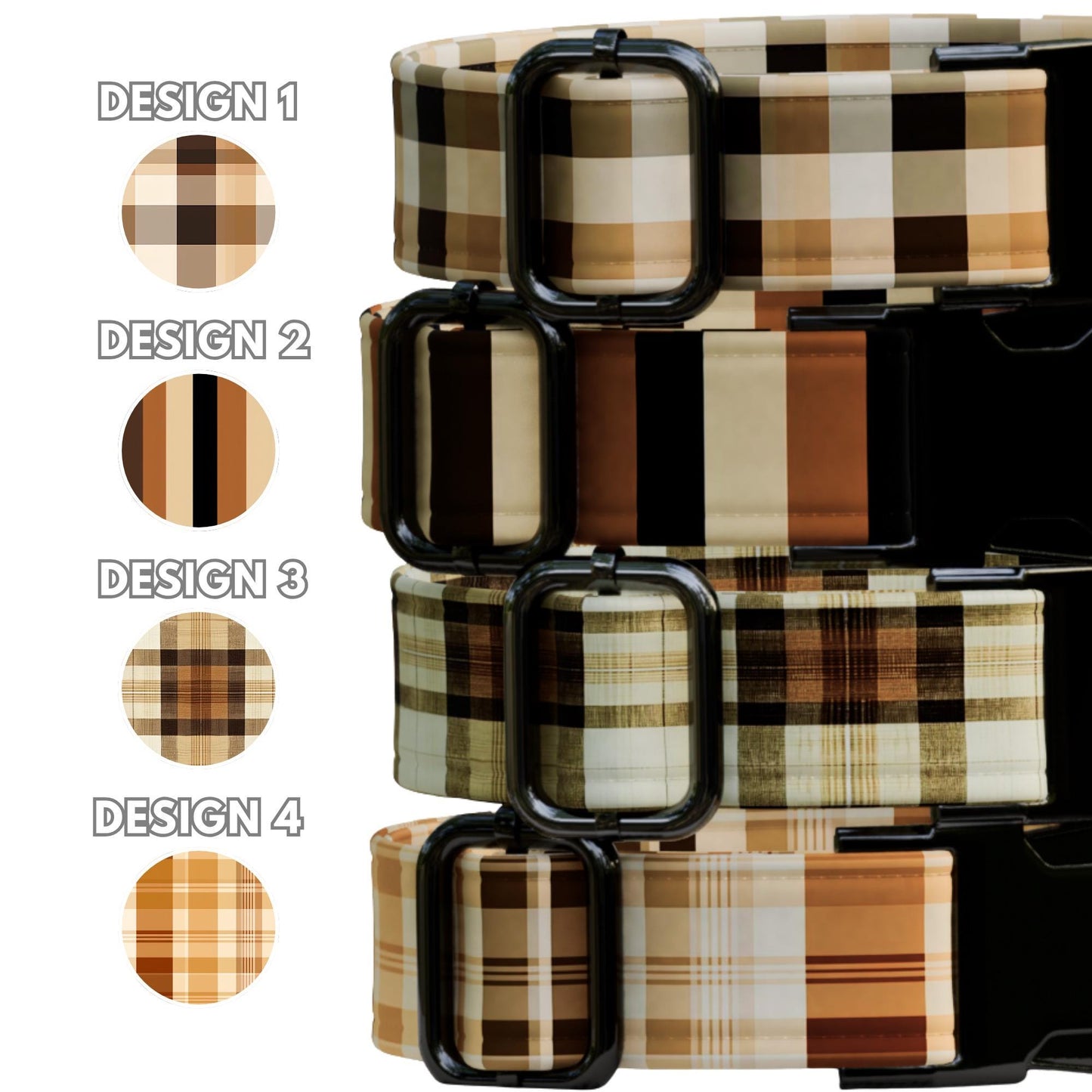 Autumn Plaid Personalized Dog Collar Custom NamePlate Fall Brown Gingham Pet Collar (OG-517)