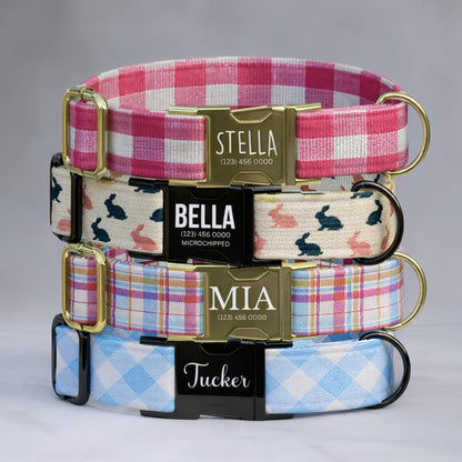 Easter Pastel Personalized Dog Collars Custom NamePlate Spring Dog ID Tag (OG-514)