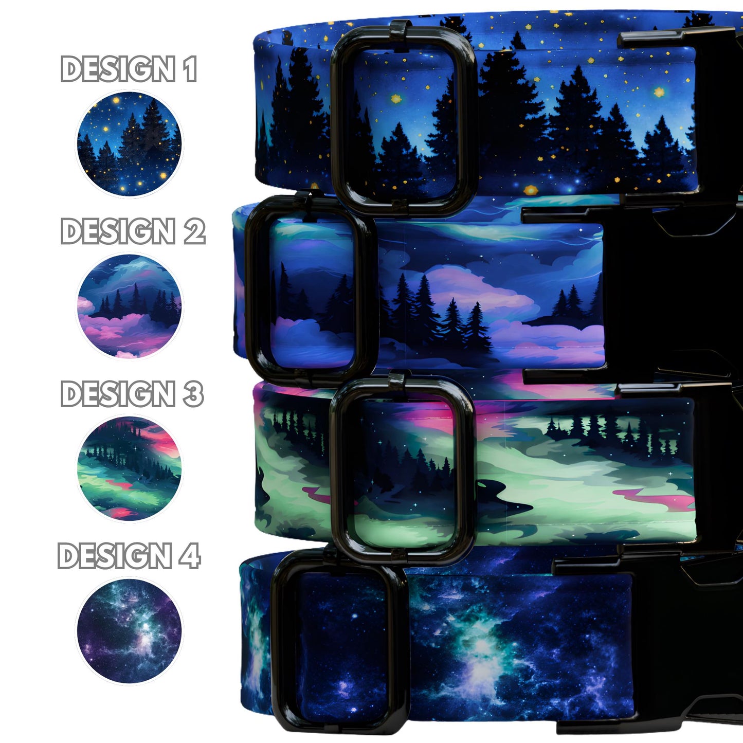 Starry Night Personalized Dog Collar And Leash Set, Engraved Name Customized Pet Accessories (OG-521)