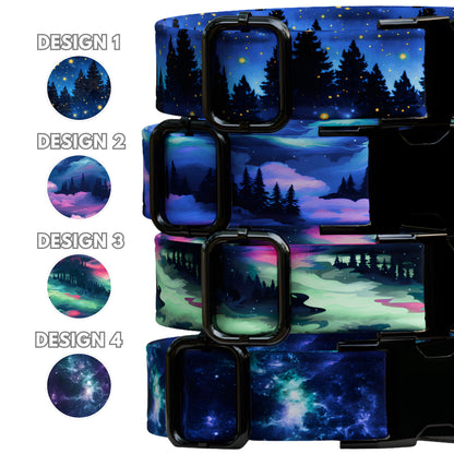 Starry Night Personalized Dog Collar And Leash Set, Engraved Name Customized Pet Accessories (OG-521)