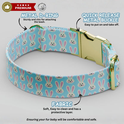 Easter Dog Collar Bunny Spring Floral Collar Personalized Egg Design Custom Name Engraved (OG-468)