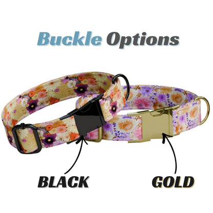 Floral Daisy Personalized Dog Collar Flower Boho Adjustable Collar & Leash Set Pet Gift (OG-524)