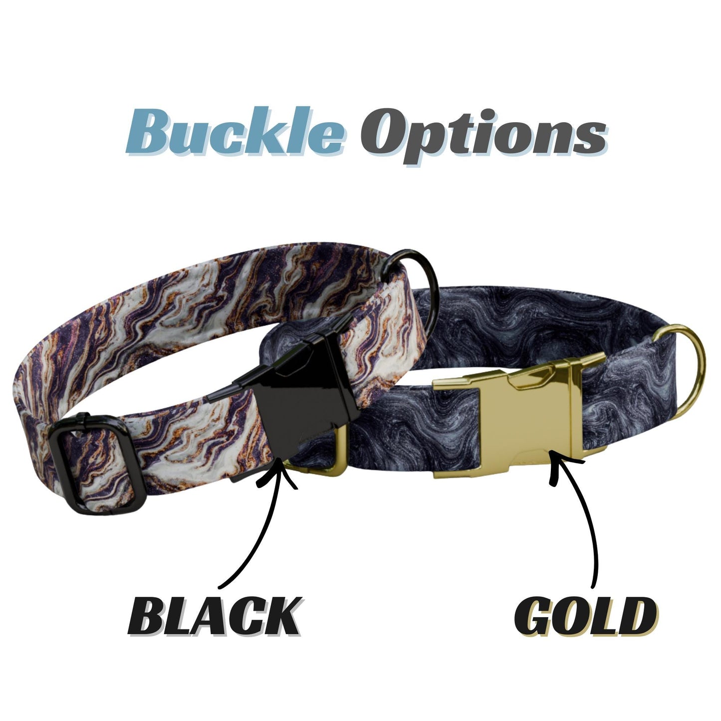 Marble Luxe Personalized Dog Collar Chic Elegant Luxury Custom Puppy ID Tag (OG-526)