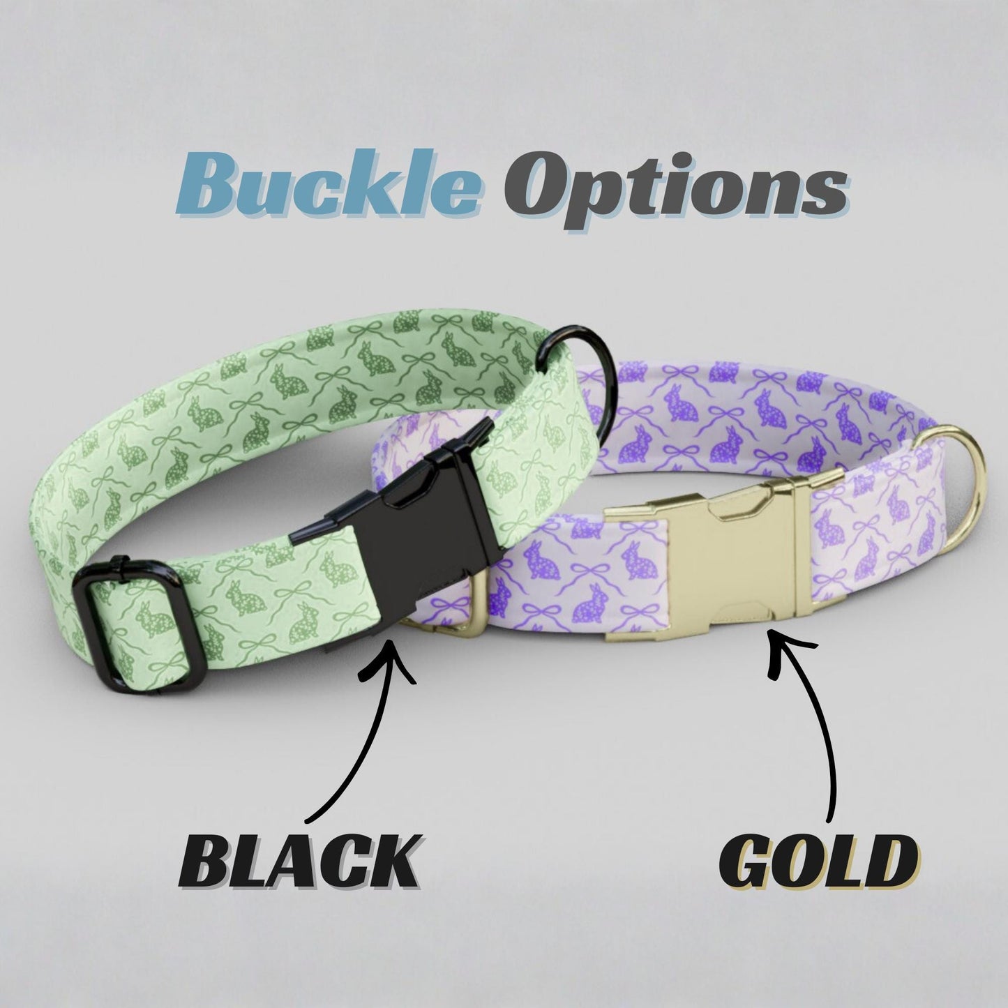 Bunny Dog Collar Personalized Easter Dog Collar Custom Pastel Spring Puppy Collar Rabbit Pattern Pet Collar Gift (OG-473)