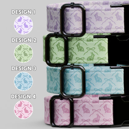 Bunny Dog Collar Personalized Easter Dog Collar Custom Pastel Spring Puppy Collar Rabbit Pattern Pet Collar Gift (OG-473)