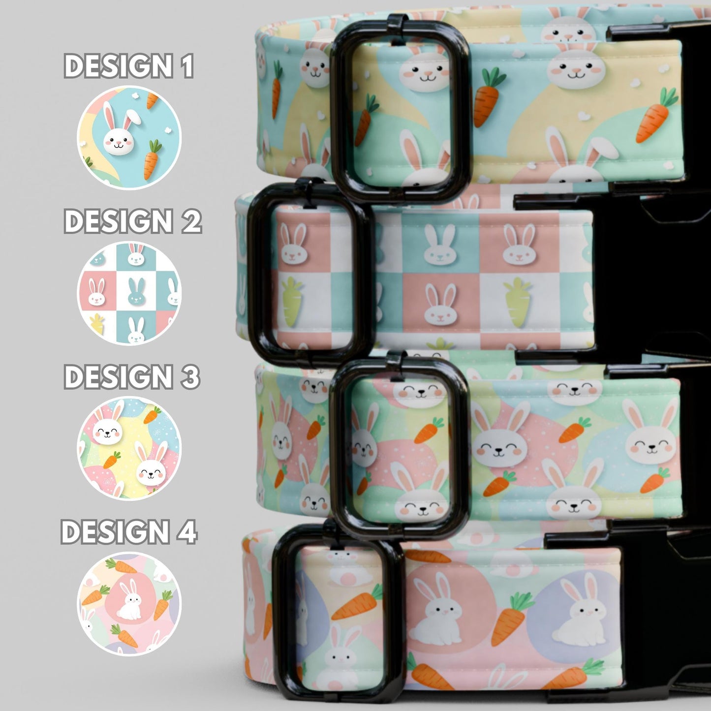 Bunny Dog Collar Personalized Easter Dog Collar Custom Pastel Spring Puppy Collar Rabbit Pattern Pet Collar Gift (OG-474)
