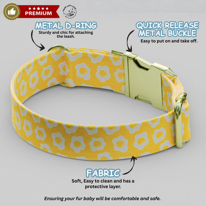 Sunshine Daisy Dog Collar Personalized Yellow Flower Collar  Spring Summer Pet Accessory (OG-479)