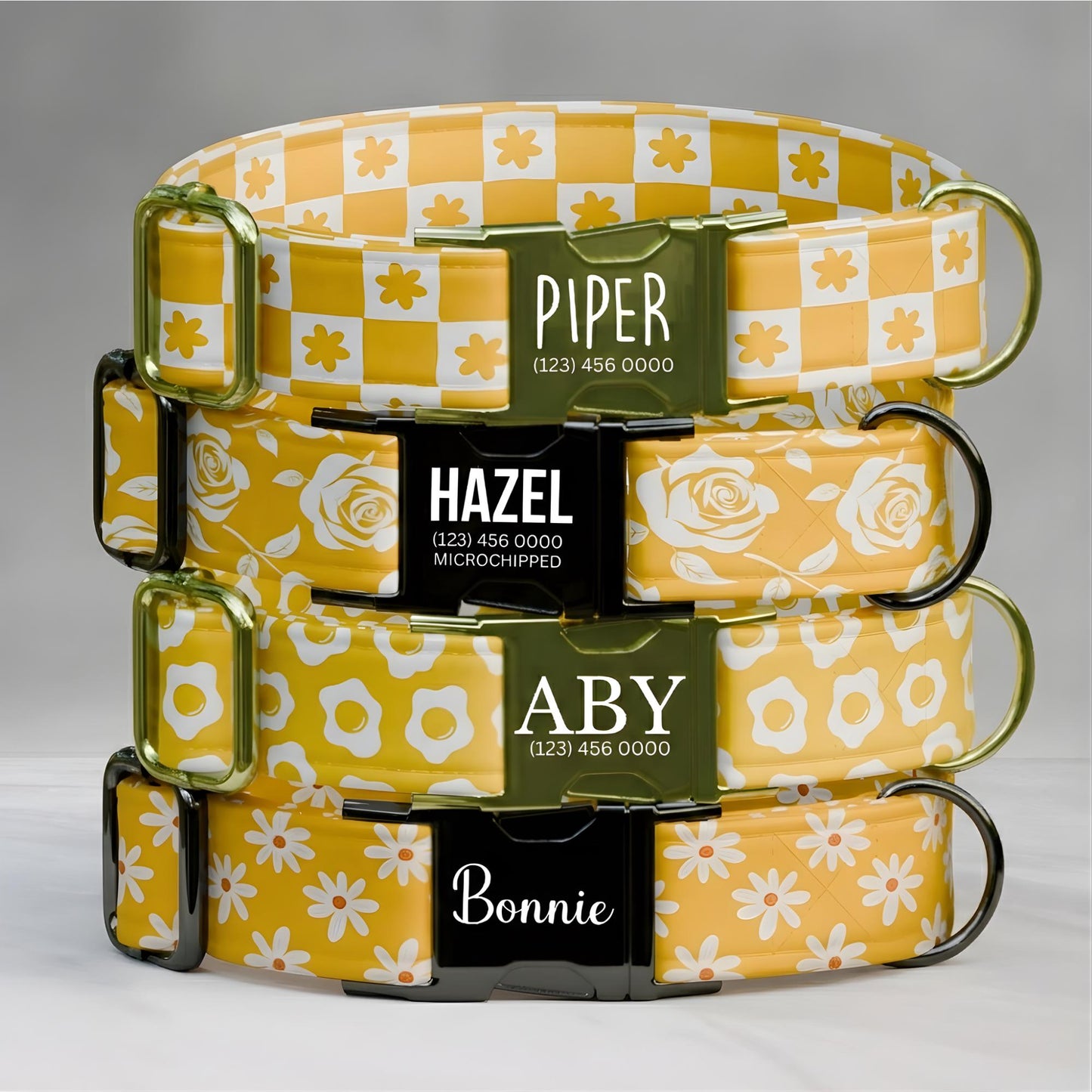 Sunshine Daisy Dog Collar Personalized Yellow Flower Collar  Spring Summer Pet Accessory (OG-479)