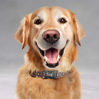Argyle Personalized Dog Collar Custom Name Diamond Design Argyle Pet ID Tag (OG-529)