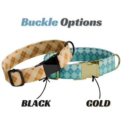 Argyle Personalized Dog Collar Custom Name Diamond Design Argyle Pet ID Tag (OG-530)