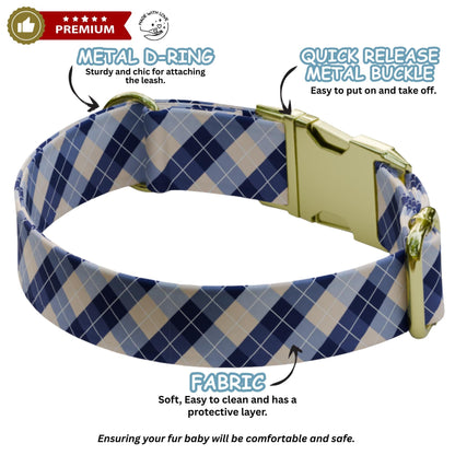 Argyle Personalized Dog Collar Custom Name Diamond Design Argyle Pet ID Tag (OG-530)