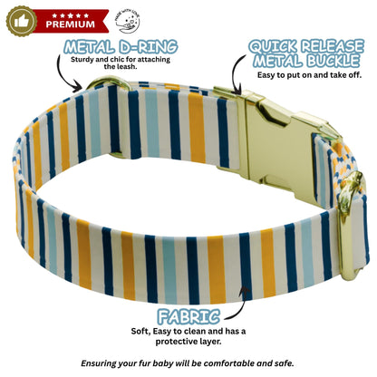 Striped Pattern Personalized Dog Collars & Leash Set, Custom Dog Collar with Name Engraved (OG-531)