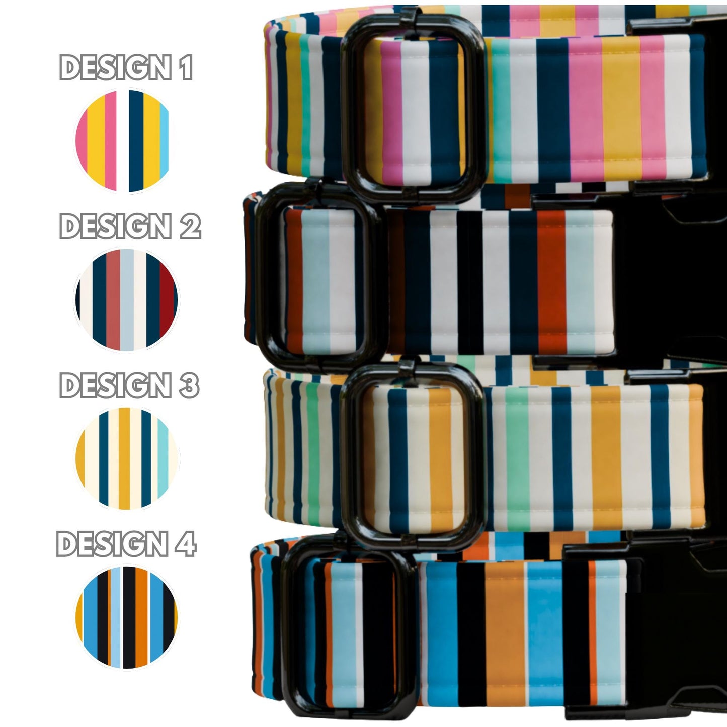 Striped Pattern Personalized Dog Collars & Leash Set, Custom Dog Collar with Name Engraved (OG-531)