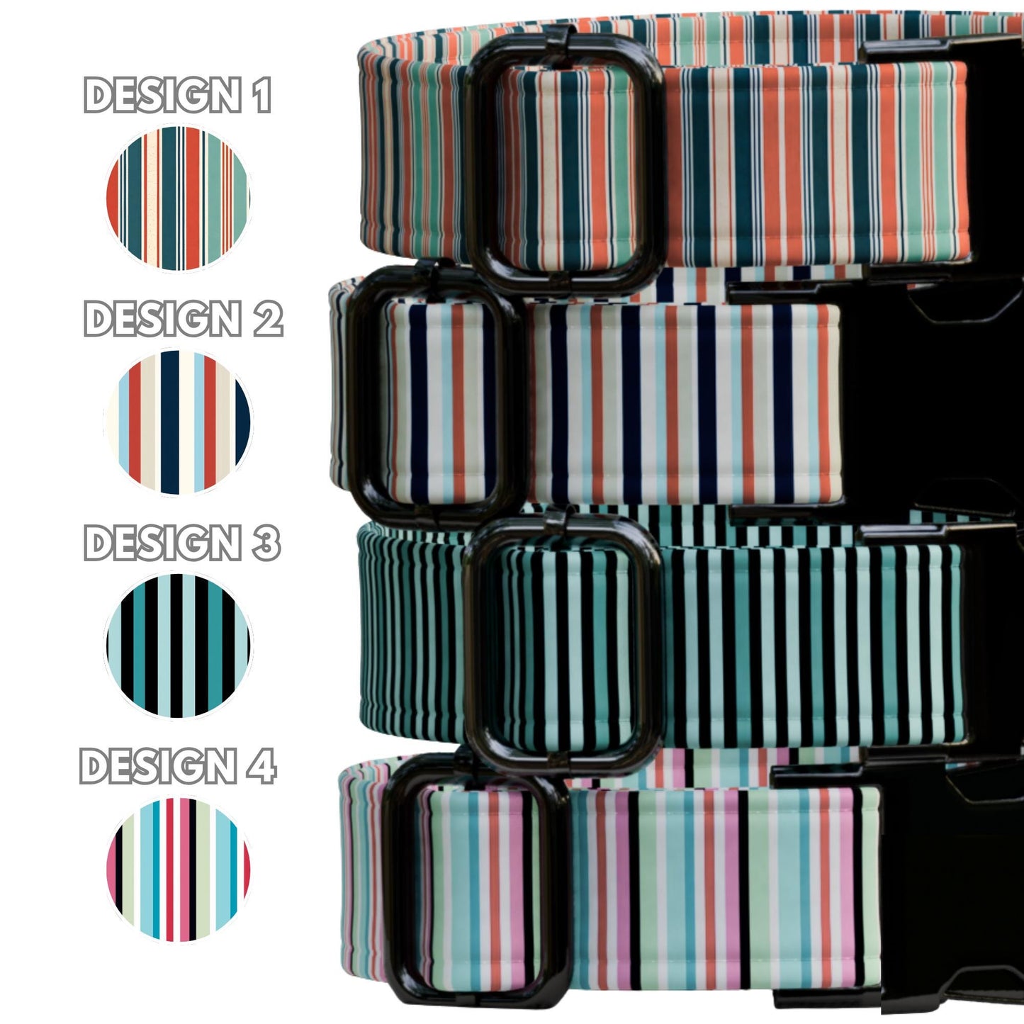 Striped Pattern Personalized Dog Collars & Leash Set