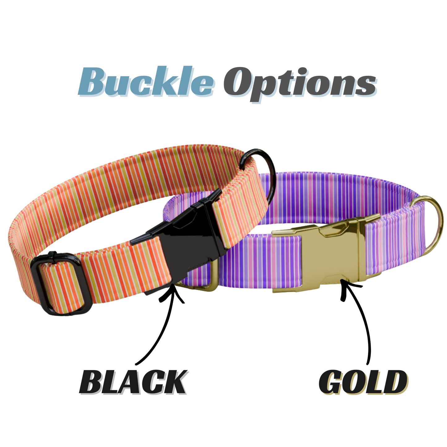 Striped Pattern Personalized Dog Collars & Leash Set, Custom Dog Collar with Name Engraved (OG-533)