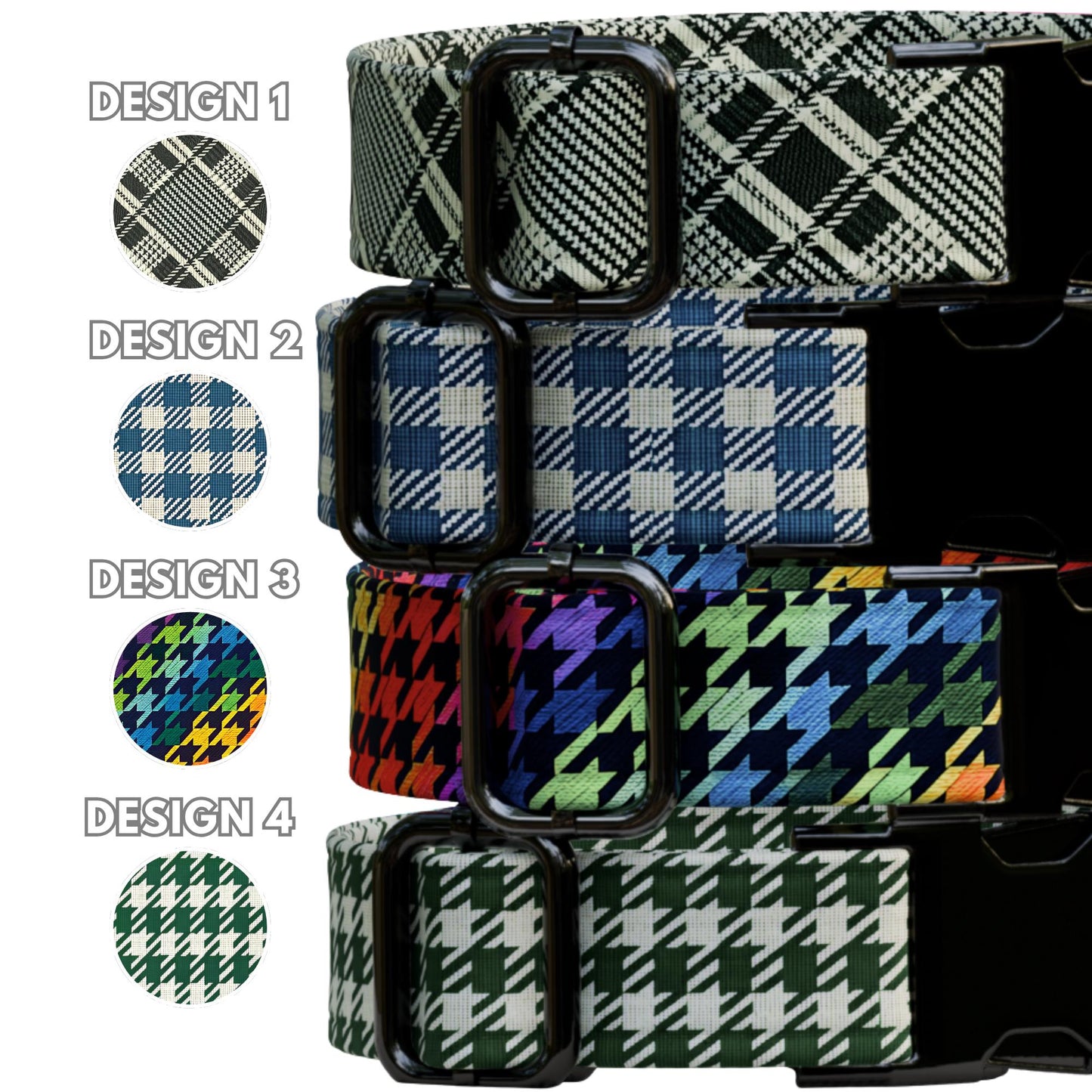 Preppy Plaid Personalized Dog Collar Houndstooth Chic Pup Style Custom Classy Pet Gift (OG-536)