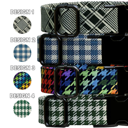 Preppy Plaid Personalized Dog Collar Houndstooth Chic Pup Style Custom Classy Pet Gift (OG-536)