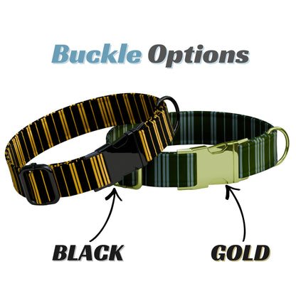 Striped Pattern Personalized Dog Collars & Leash Set, Custom Wizard Pattern Pet ID (OG-539)