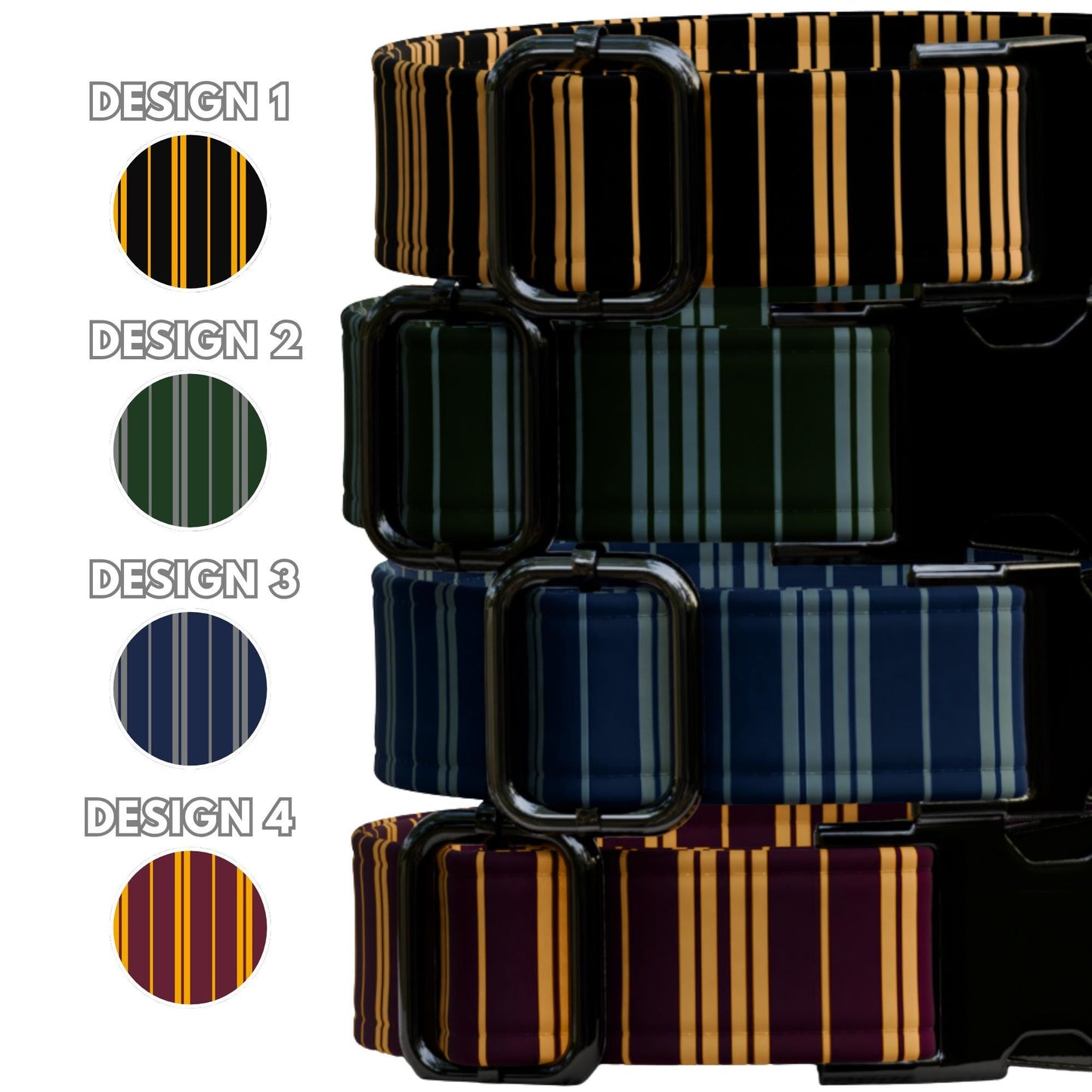 Striped Pattern Personalized Dog Collars & Leash Set, Custom Wizard Pattern Pet ID (OG-539)