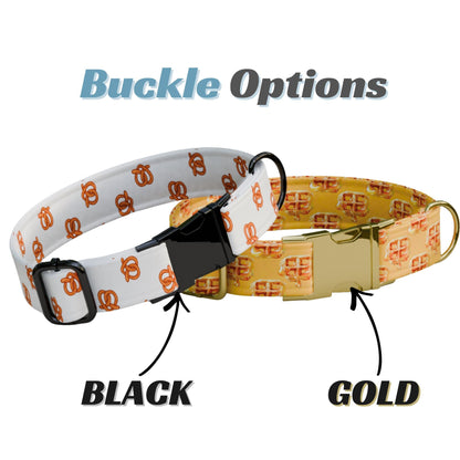 Bread & Pastry Pattern Dog Collar, Personalized Engraved Buckle, Handmade in USA (OG-495)