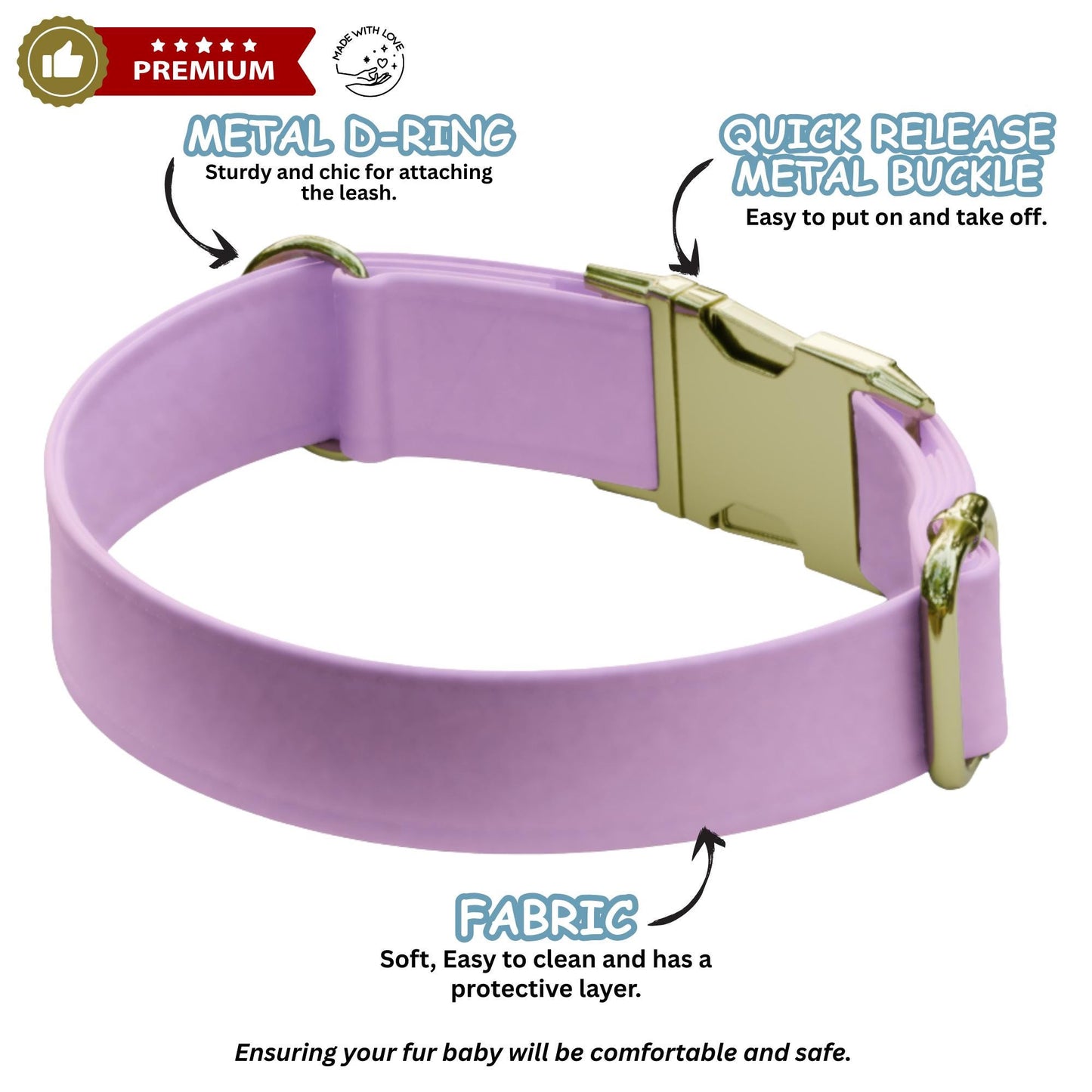 Solid Dog Collar Personalized Custom ID Engraved Pet NamePlate Gift for Dog Lover (OG-499)