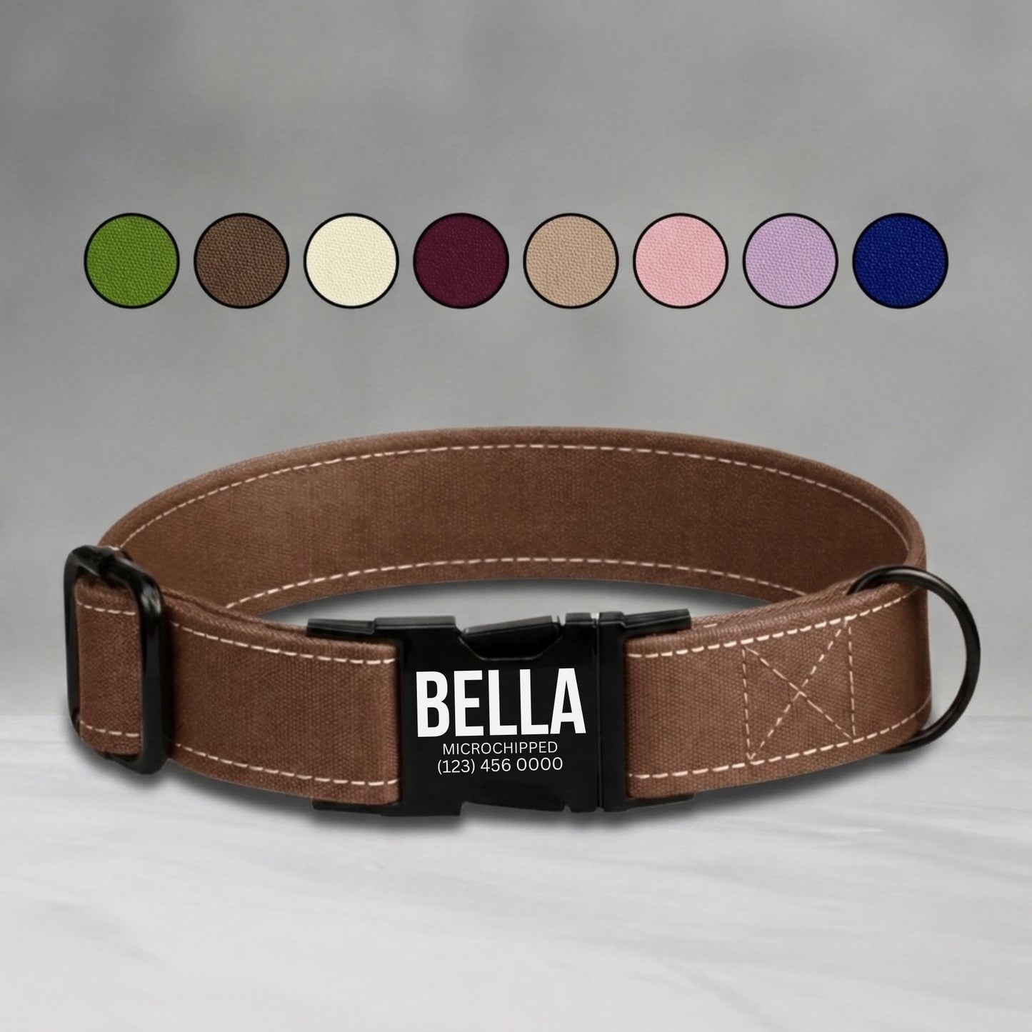 Solid Dog Collar Personalized Custom ID Engraved Pet NamePlate Gift for Dog Lover (OG-499)